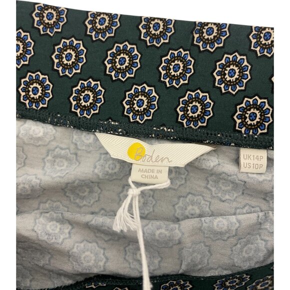 Boden Womens Mini wrap Skirt UK 14P US 10P Green Floral Stretch Pleat R0281 NWT - Picture 5 of 13